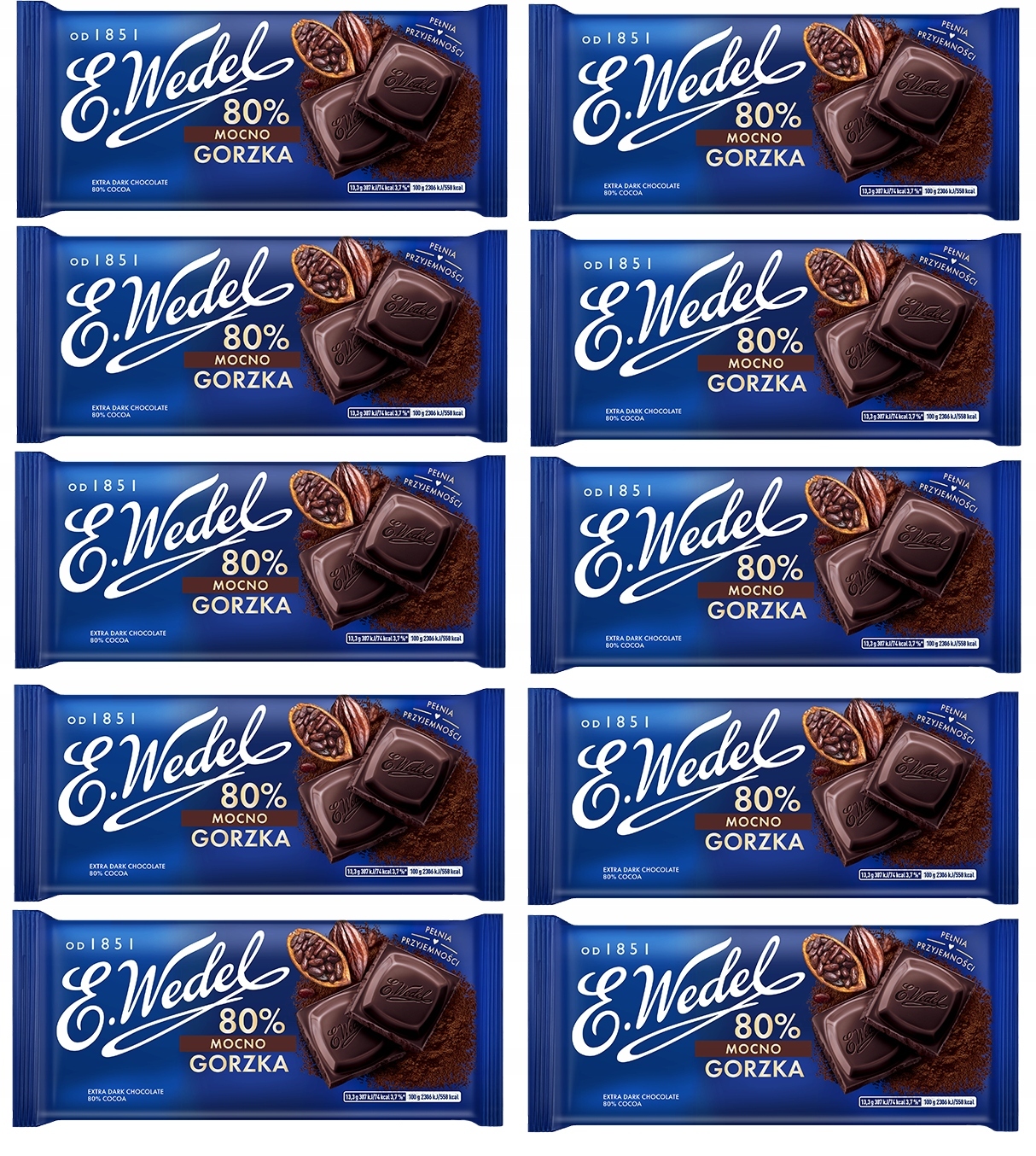 Czekolada gorzka 80% Mocno Gorzka E.Wedel 80 g x 10 sztuk
