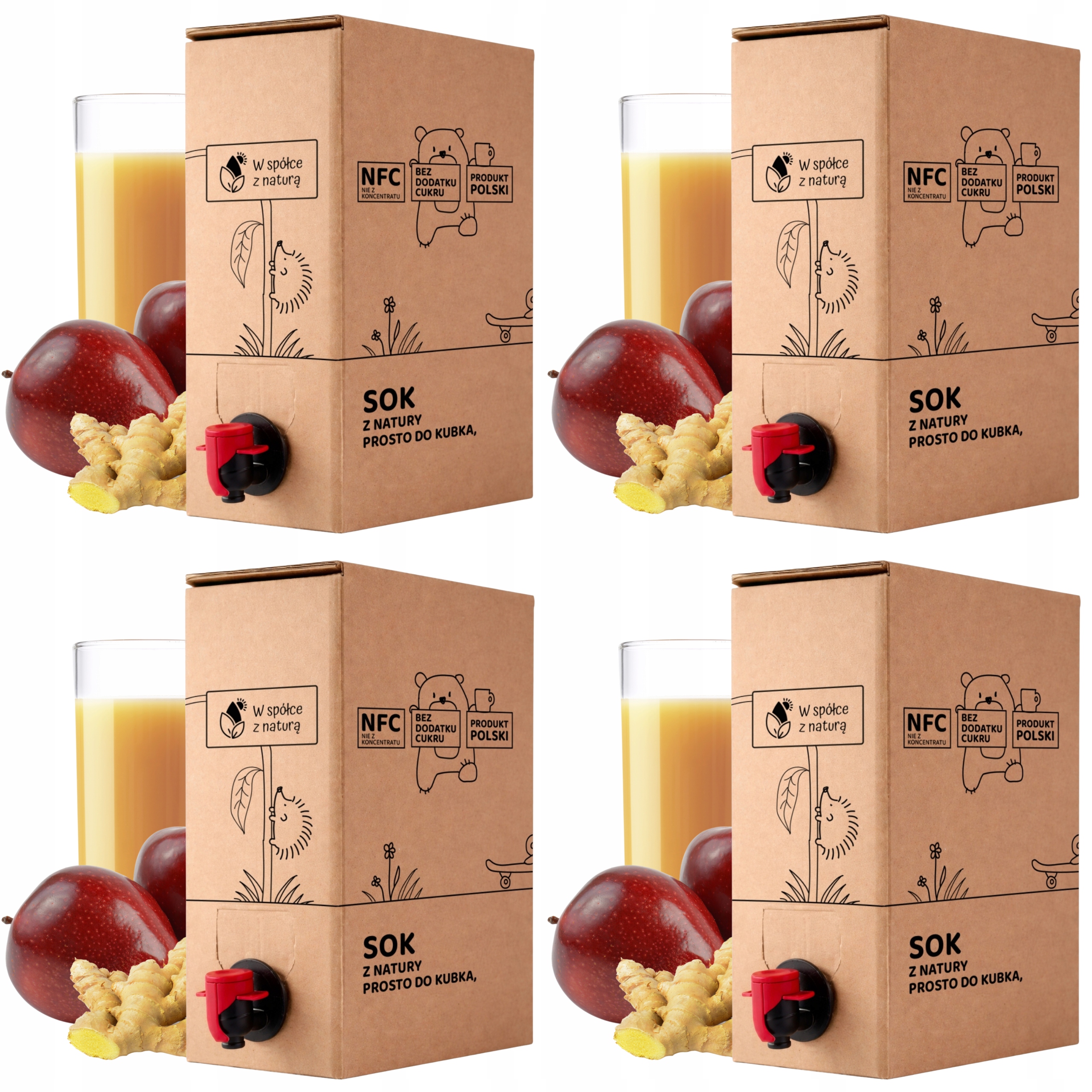 Sok z Jabłek i Imbiru 3l 100% Tłoczony Nfc Sok Jabłko-Imbir 3l zestaw