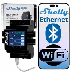 Shelly Pro 4PM V2 4x16A relé Din s meraním energie WiFi Lan