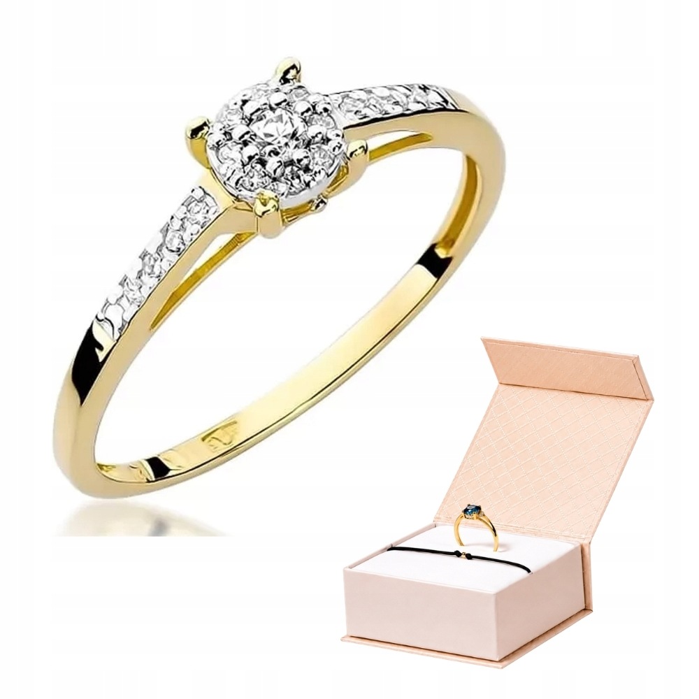 Zlatý Prstýnek S Diamanty 0,12 ct Pro Zásnuby Zlatý Náramek