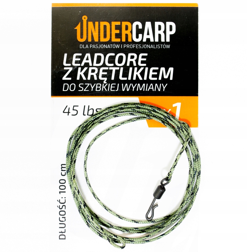 Undercarp Leadcore z krętlikiem 45 lbs/100 cm ziel