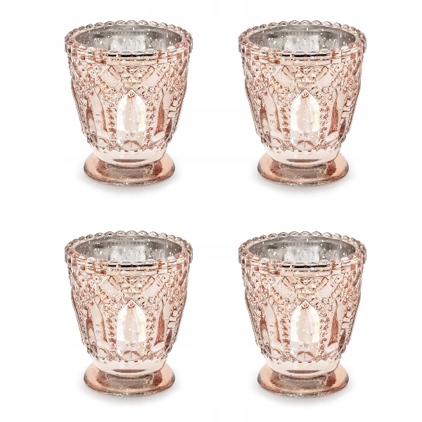 

Świeczniki na Walentynki różowe złoto 8cm 4 sztuki