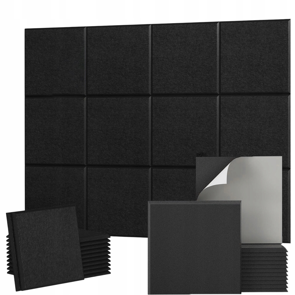 Protihlukové Panely 24 Ks Černé 30X30 CM Pro Domácnost I Kancelář