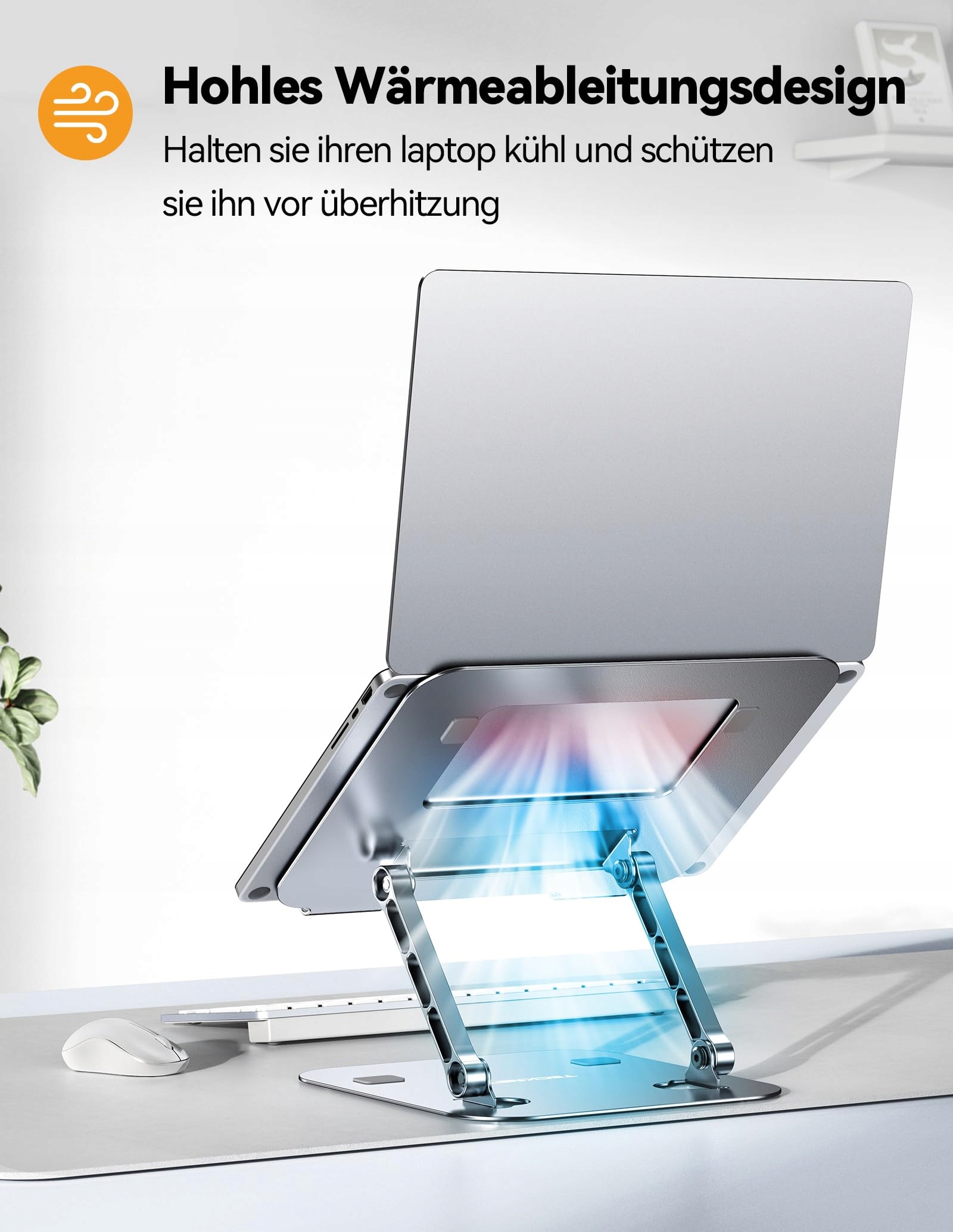 TECKNET REGULOWANY STOJAK NA LAPTOPA ERGONOMICZNY PRZENOŚNY SZARY — miniatura 4
