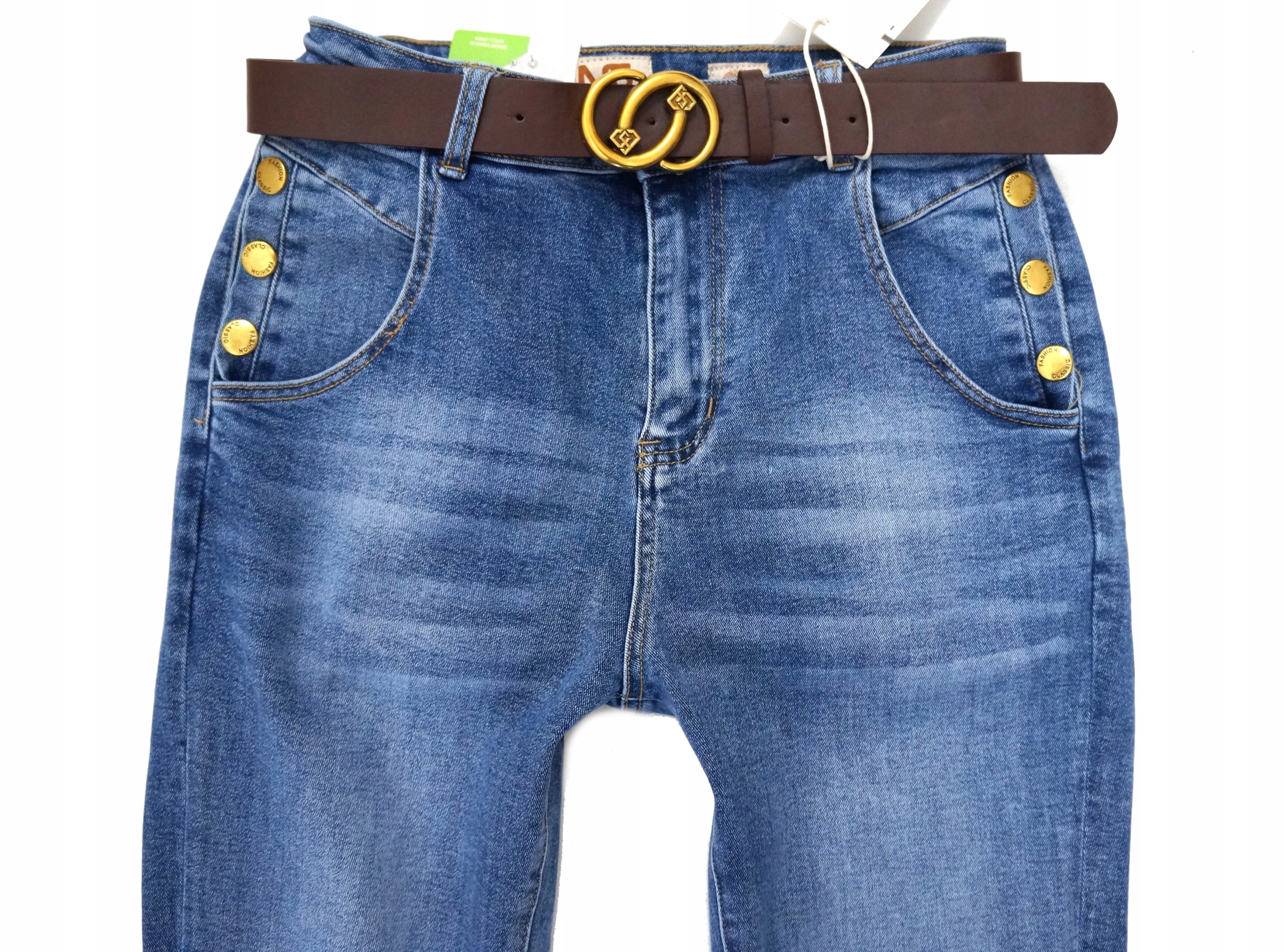 M.SARA SPODNIE JEANSOWE MOM FIT LUŹNIEJSZE NOGAWKI MODNE WYSOKI STAN Rozmiar M