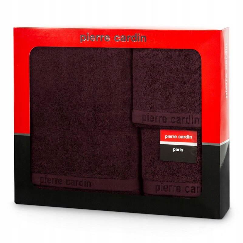 Sada ručníků v krabičce Evi 3dílná vínová 430 g/m2 Pierre Cardin