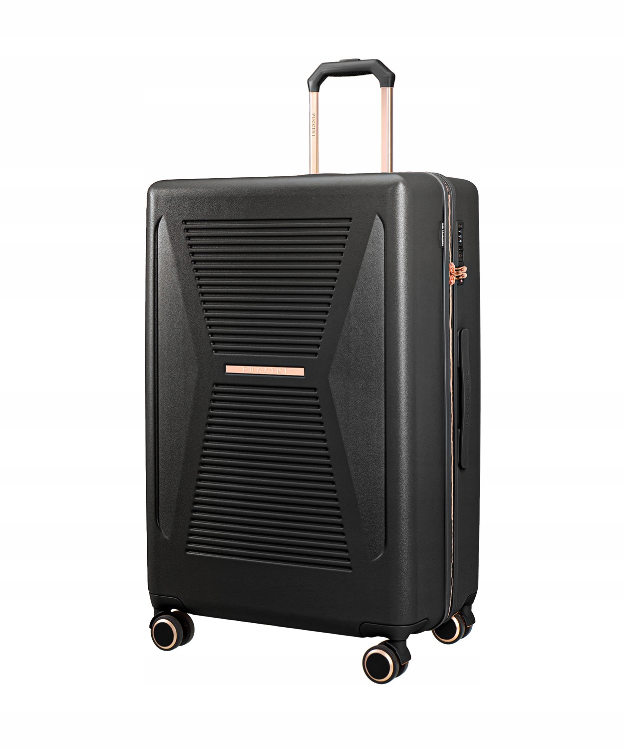 Walizka Duża Podróżna Na Kółkach Policarbon Twarda Puccini Czarna PC031A 1