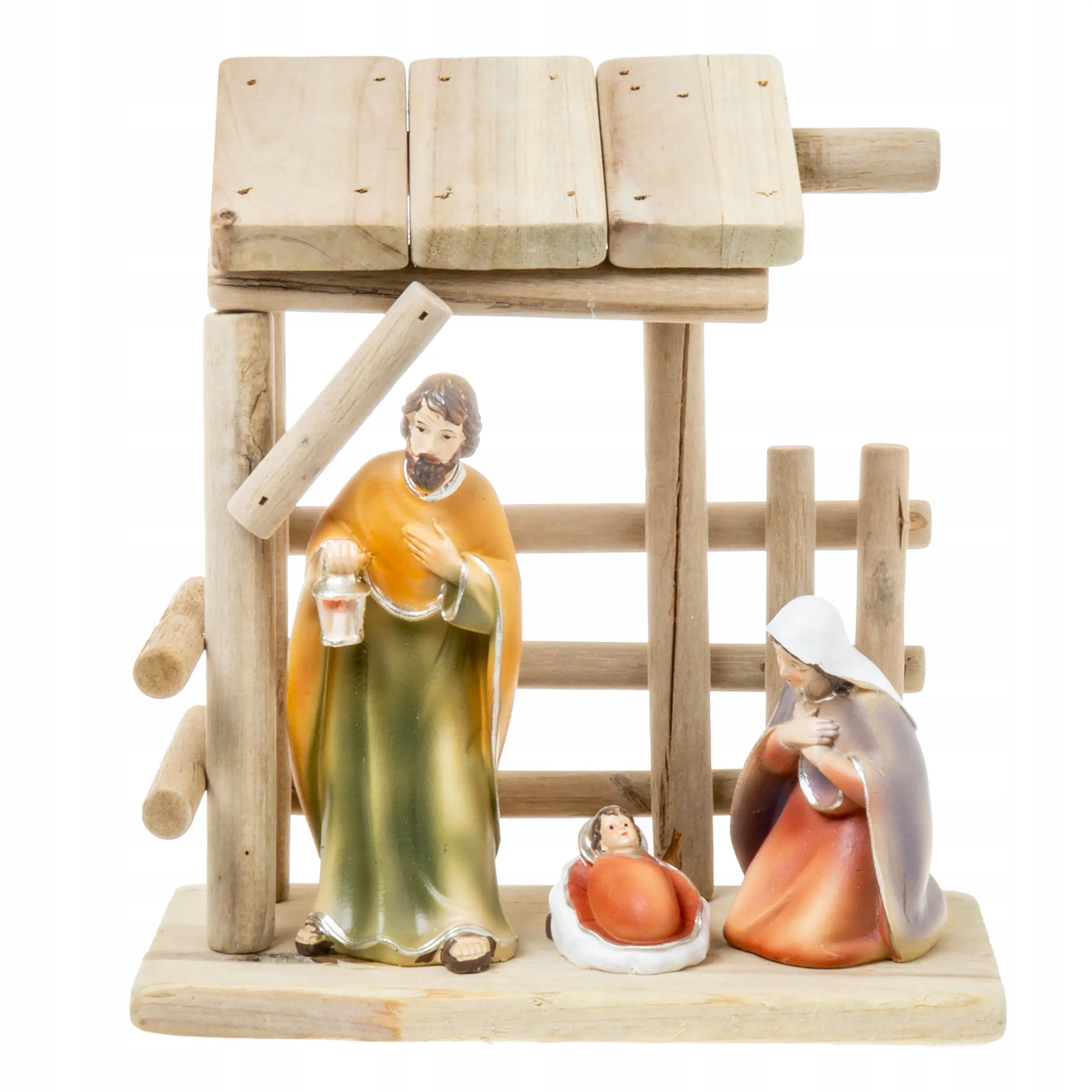 Dřevěný vánoční betlém Svatá rodina 20 cm Přírodní figurky