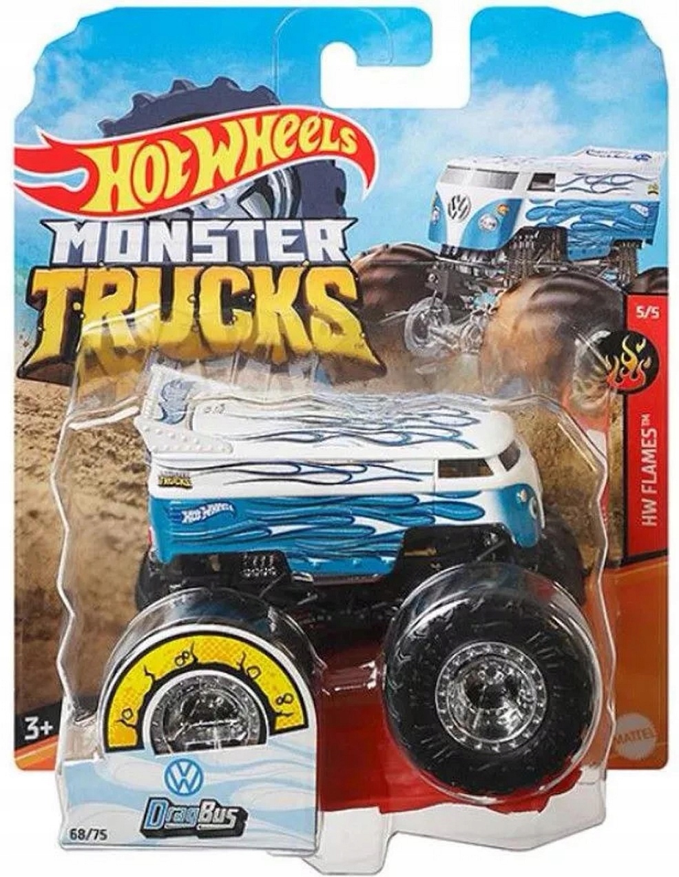 

Drag Bus Truck Hw Flames Auta 1:64 Monster Trucks