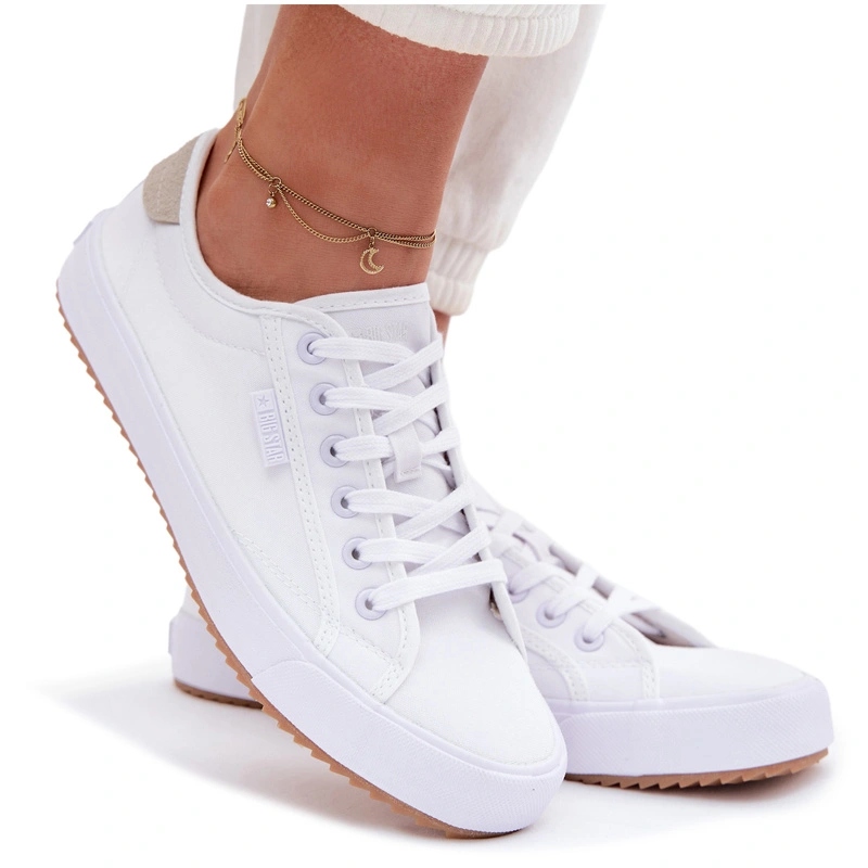 Dámské Tenisky Big Star, Látkové, Šněrovací, Nízké TT274838 Bílé, Velikost 41