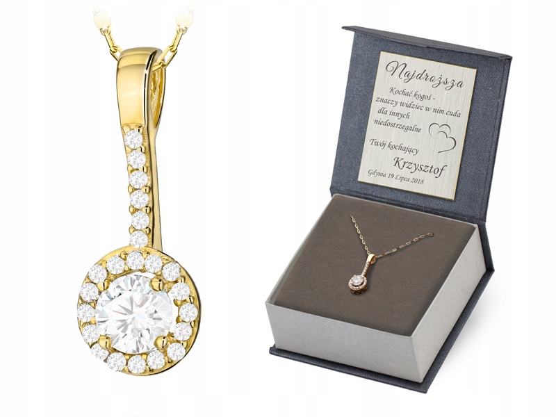 Zlatý Náhrdelník pr. 585 Halo přívěsek se zirkony 42 cm 14k