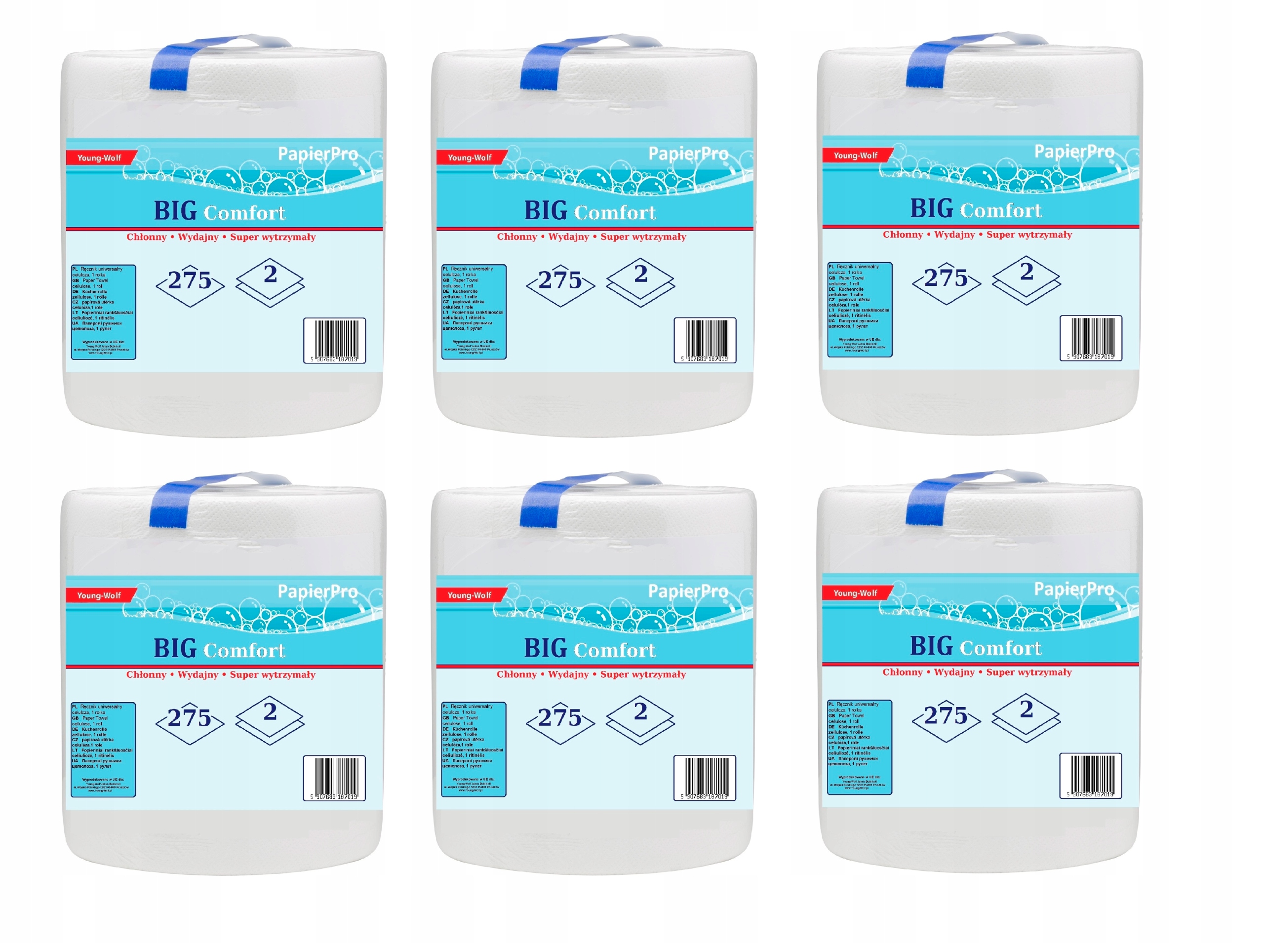 

Ręcznik papierowy Big Comfort 275 czyściwo 6 rolek