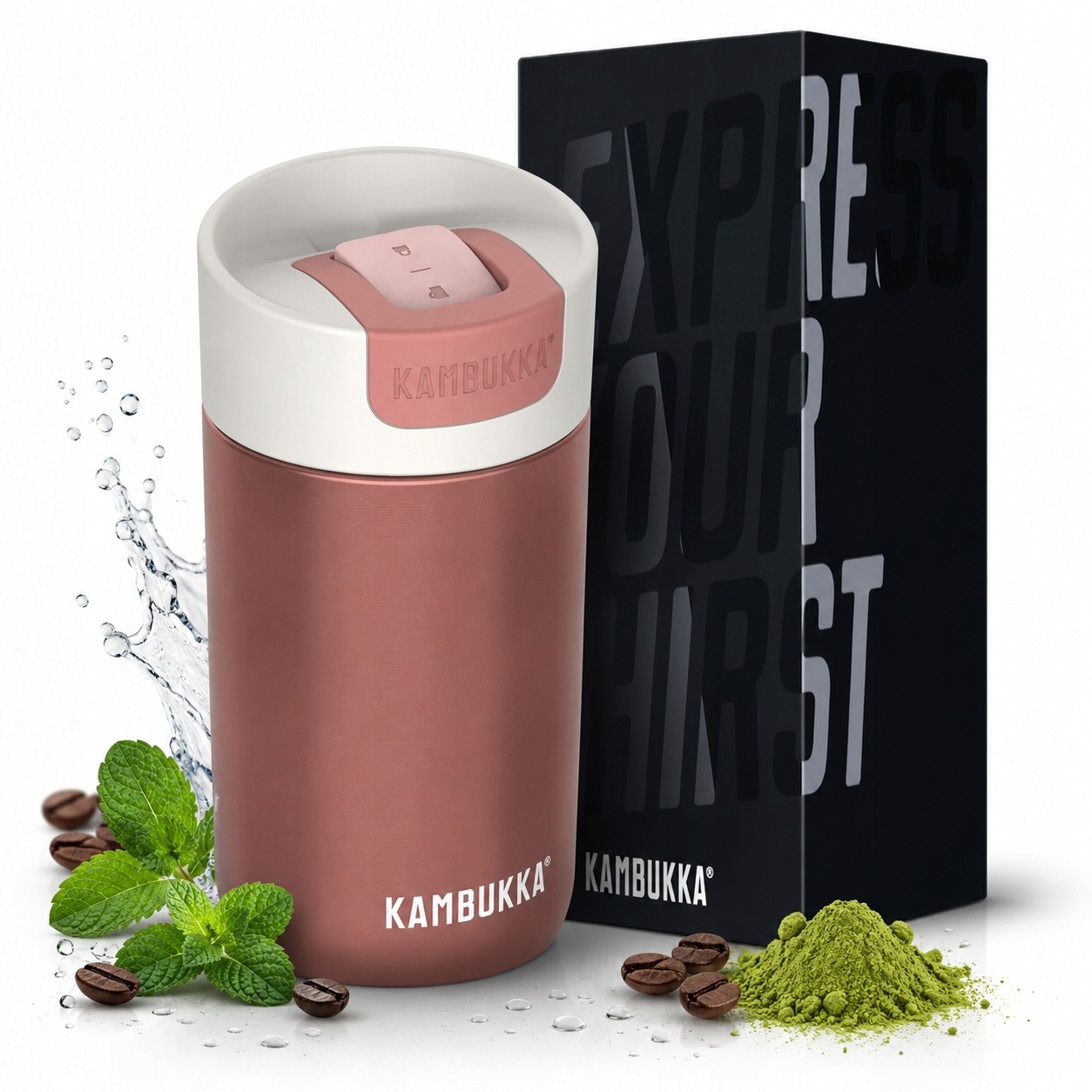 Kubek termiczny na kawę, termos 300ml do auta Kambukka Olympus Misty rose
