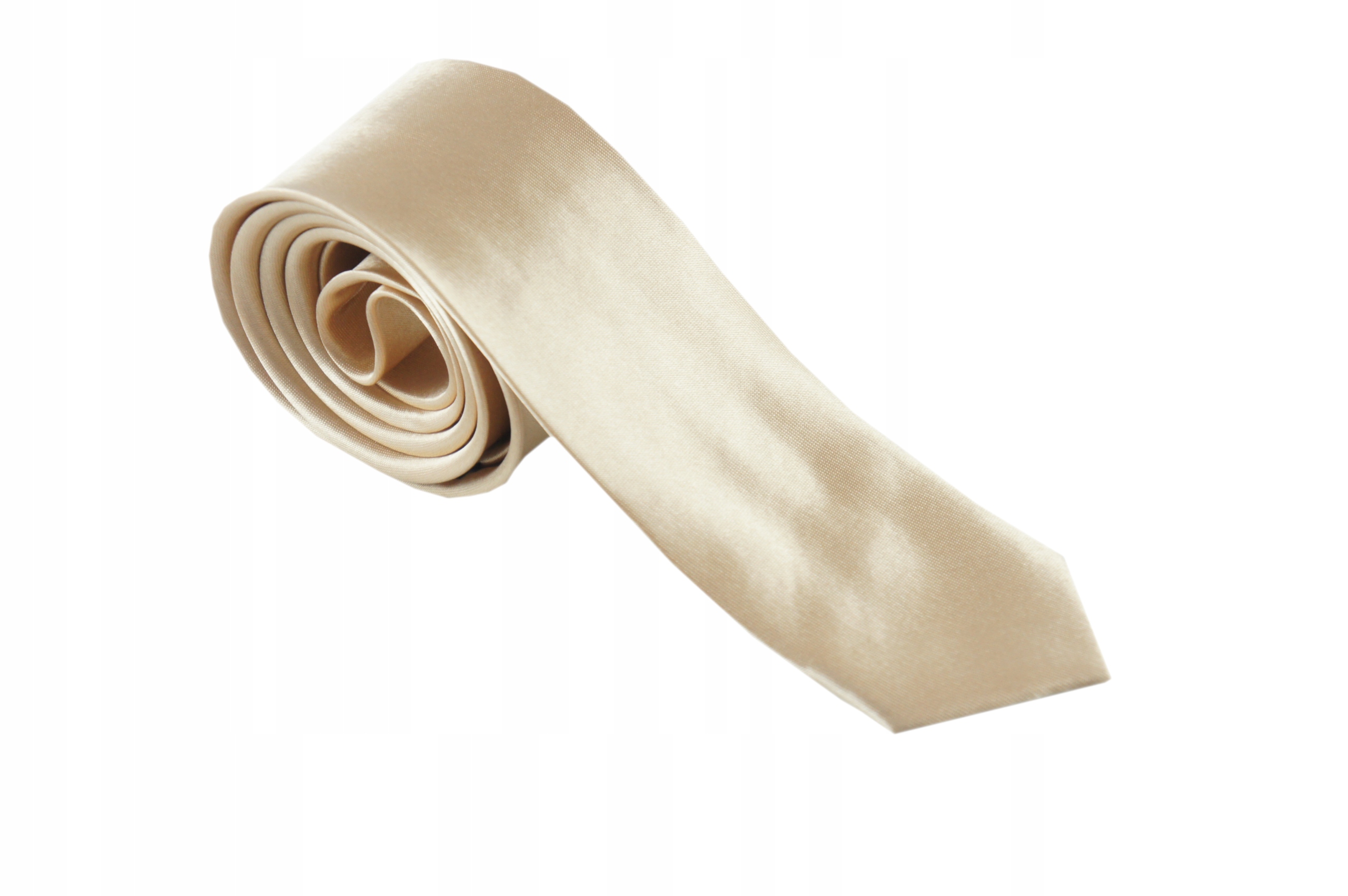 

Krawat męski wąski gładki satynowy Złoty Beżowy