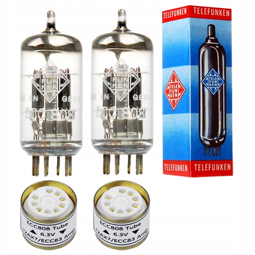 ECC83, 12AX7 -> ECC808 6KX8 Telefunken Nos adaptér 2 ks – vybraný pár