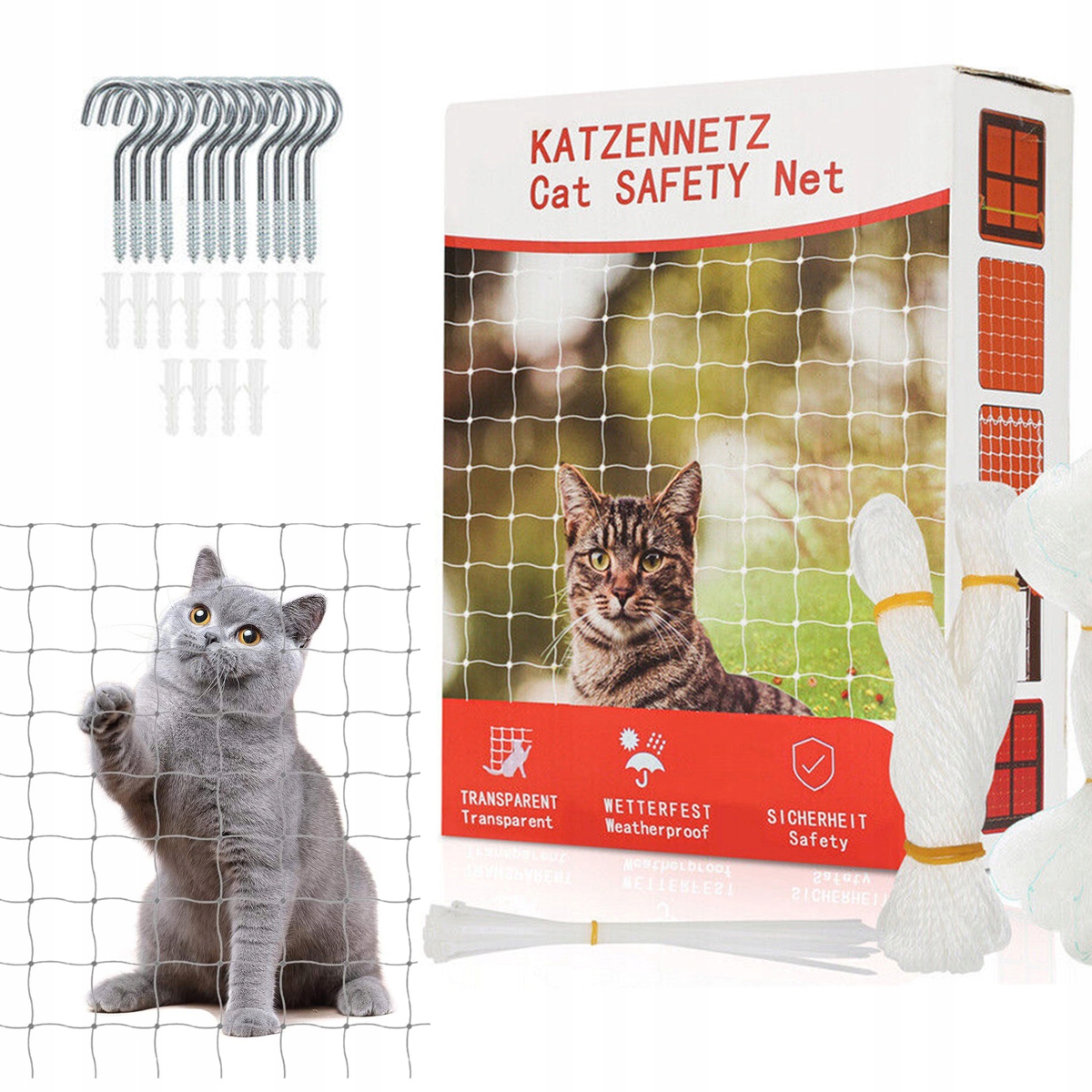 Levně Set Síťka Na Balkon Pro Kočky Holuby 8x3 m, Očko 26 mm Bez Vrtání