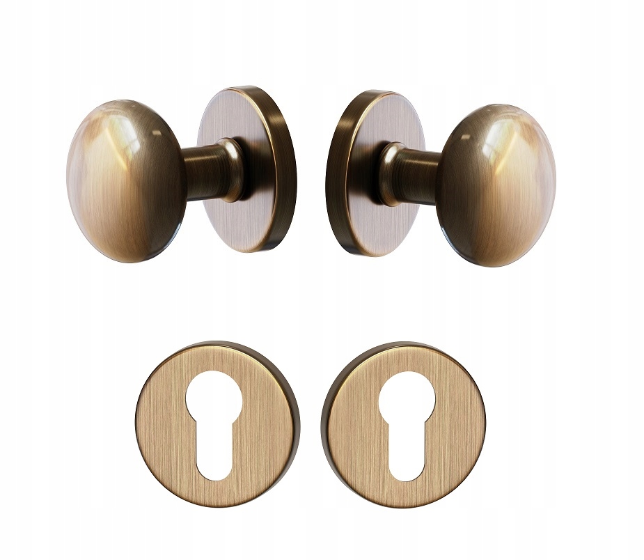 knoflíky na dveře komplet rozety štítek vložka Lux kulatá patina staré zlato