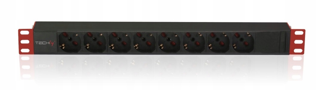 Techly Listwa zasilająca Rack 1U 8x Schuko, kabel C14, 250V/16A, 2 m