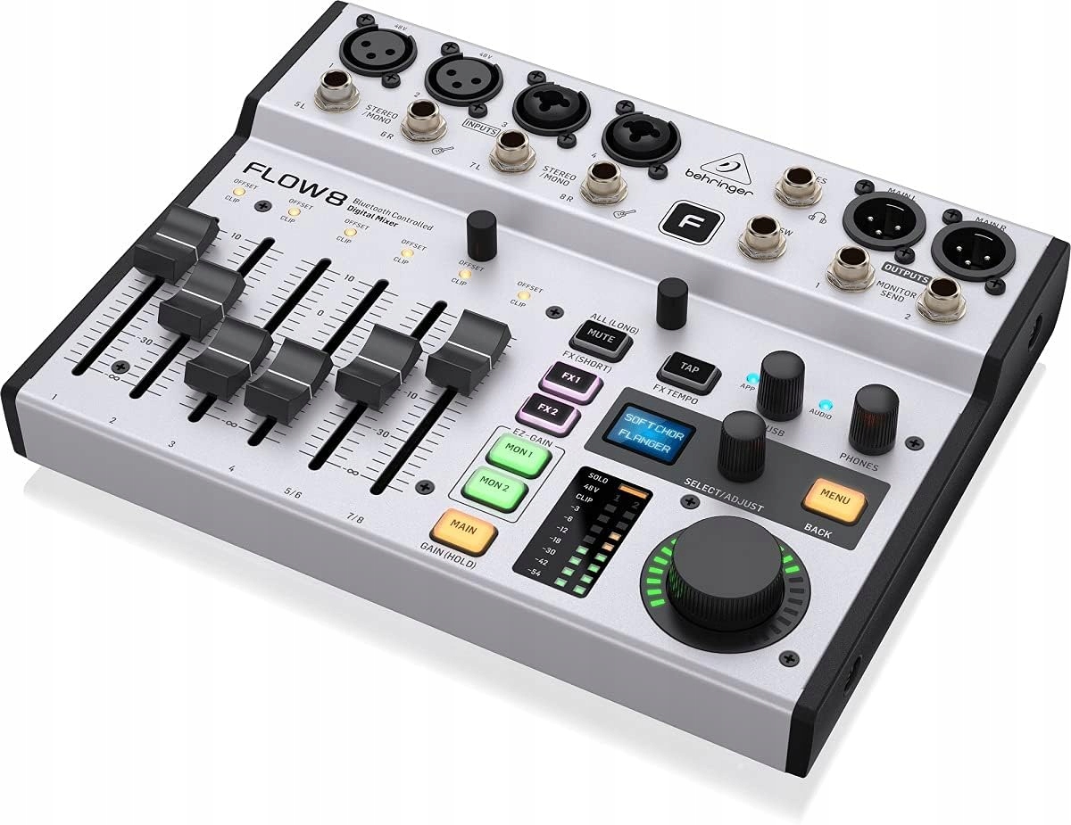Behringer Flow 8 Digitální Audio Mixážní Pult 8 Kanálů Usb Xlr Trs Bluetooth Efekty