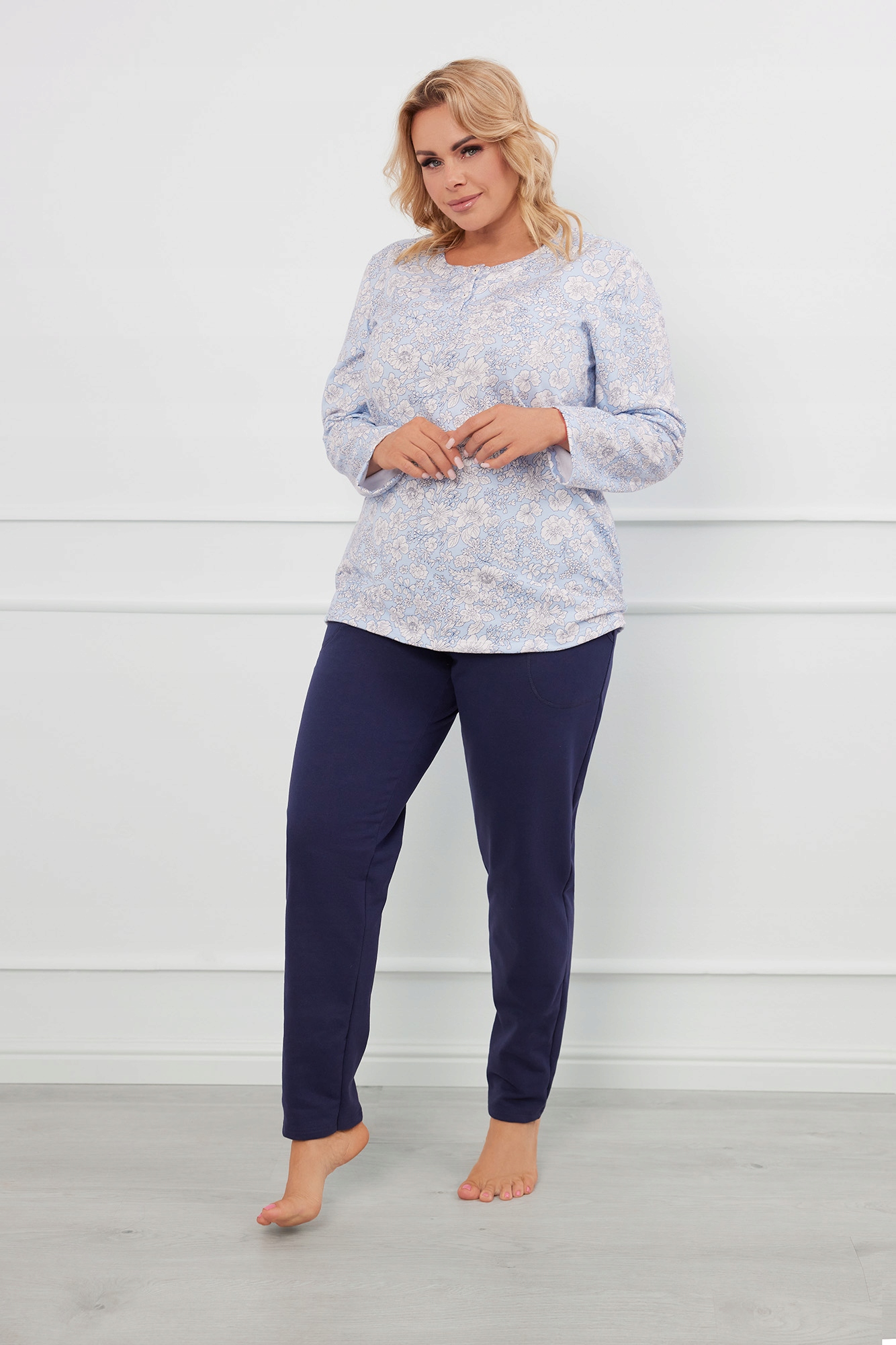 Dámské pyžamo XL Bavlněné Pohodlné s dlouhými kalhotami Italian Fashion