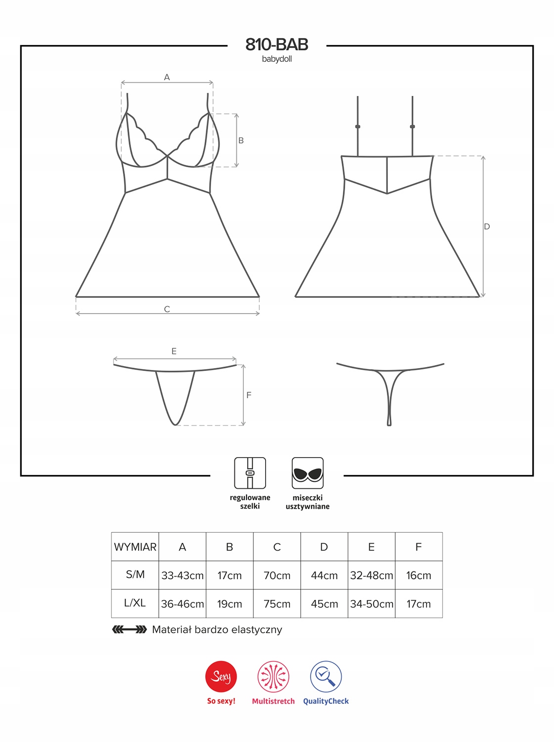 Babydoll Bílý Rozšířený Krajkový Košíček S Nastavitelnými Ramínky S/m
