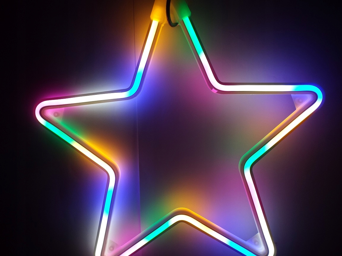 

Gwiazda Kolorowa 30 CM Neon Led -- Świeci Na Stałe
