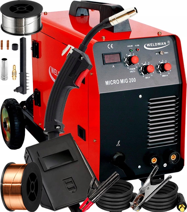 Invertorová Svářečka Migomat Poloautomatická Weldman Micro Mig 200 230V 200A Mma