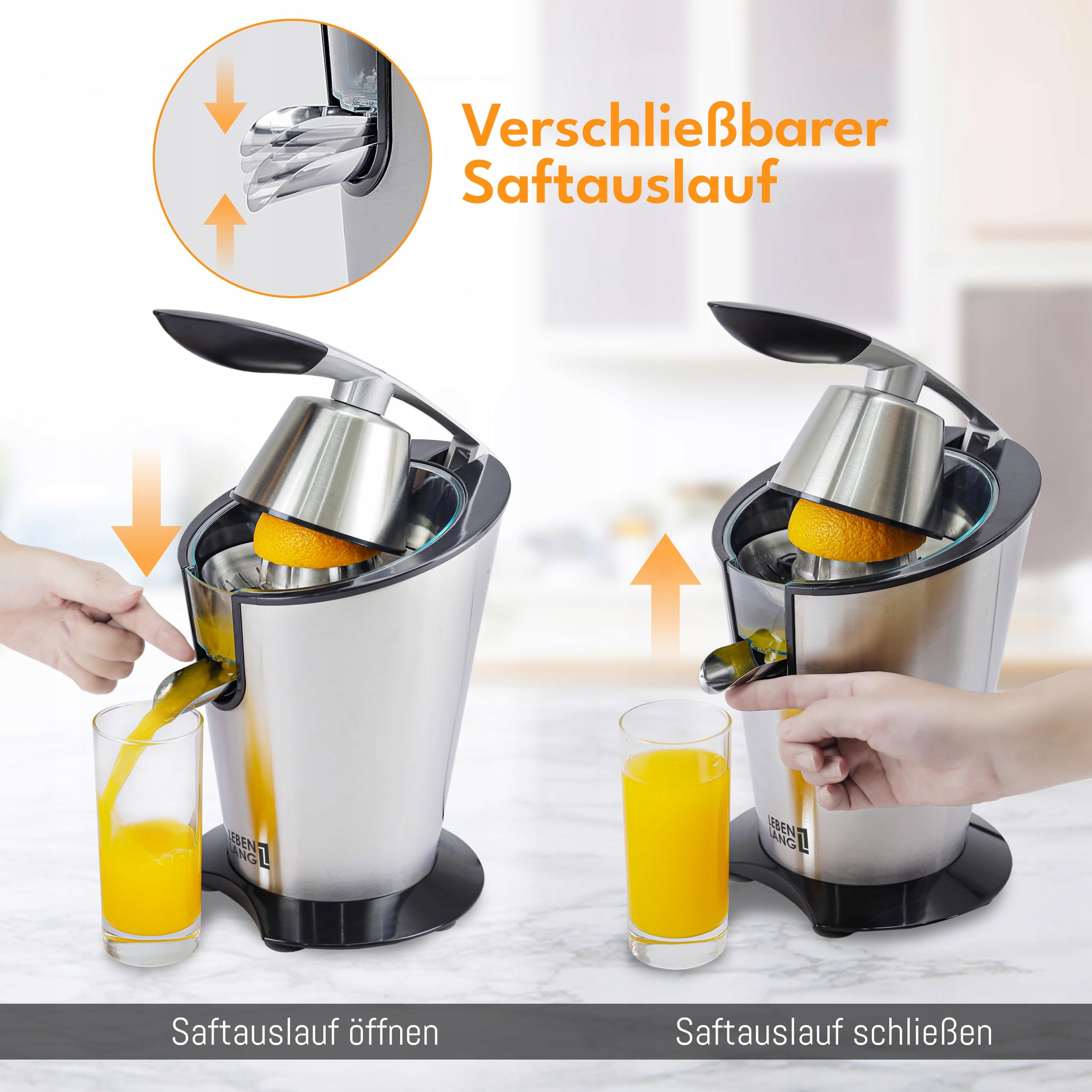 LEBENLANG Elektryczna Wyciskarka Do Soków 600W Stal Nierdzewna BPA Free — miniatura 4