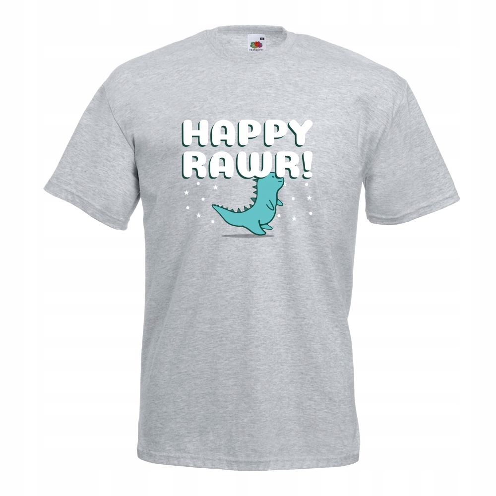

Koszulka happy rawr dinozaur M szara