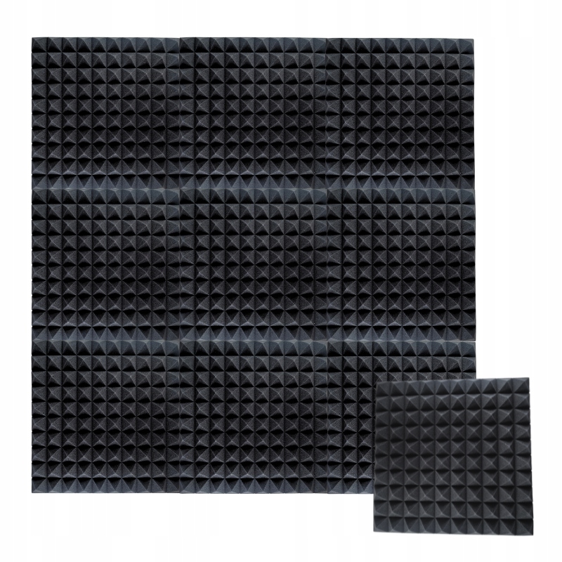 Panele Akustyczne Wygłuszające Pianka 50x50x5 Zestaw Kolor Czarny