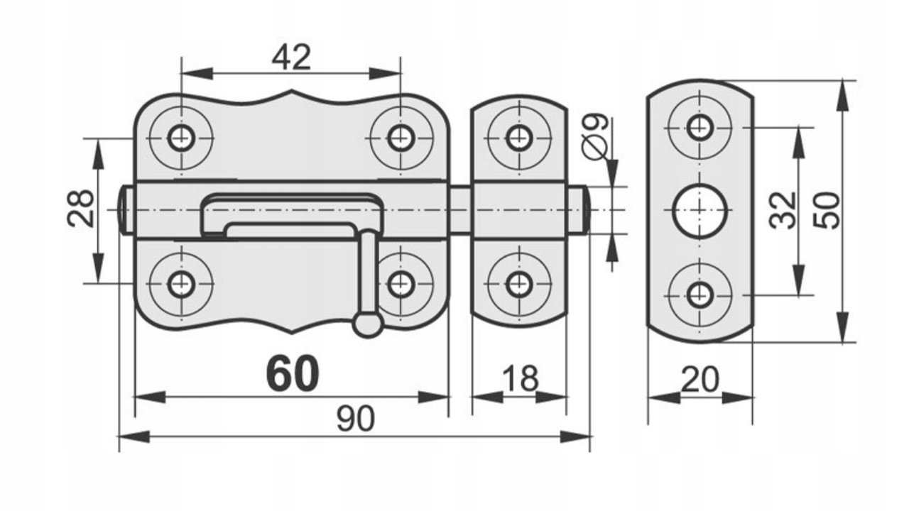 rygiel zasuwa zasuwka uniwersalna do drzwi 60 mm EAN (GTIN) 5907635600344