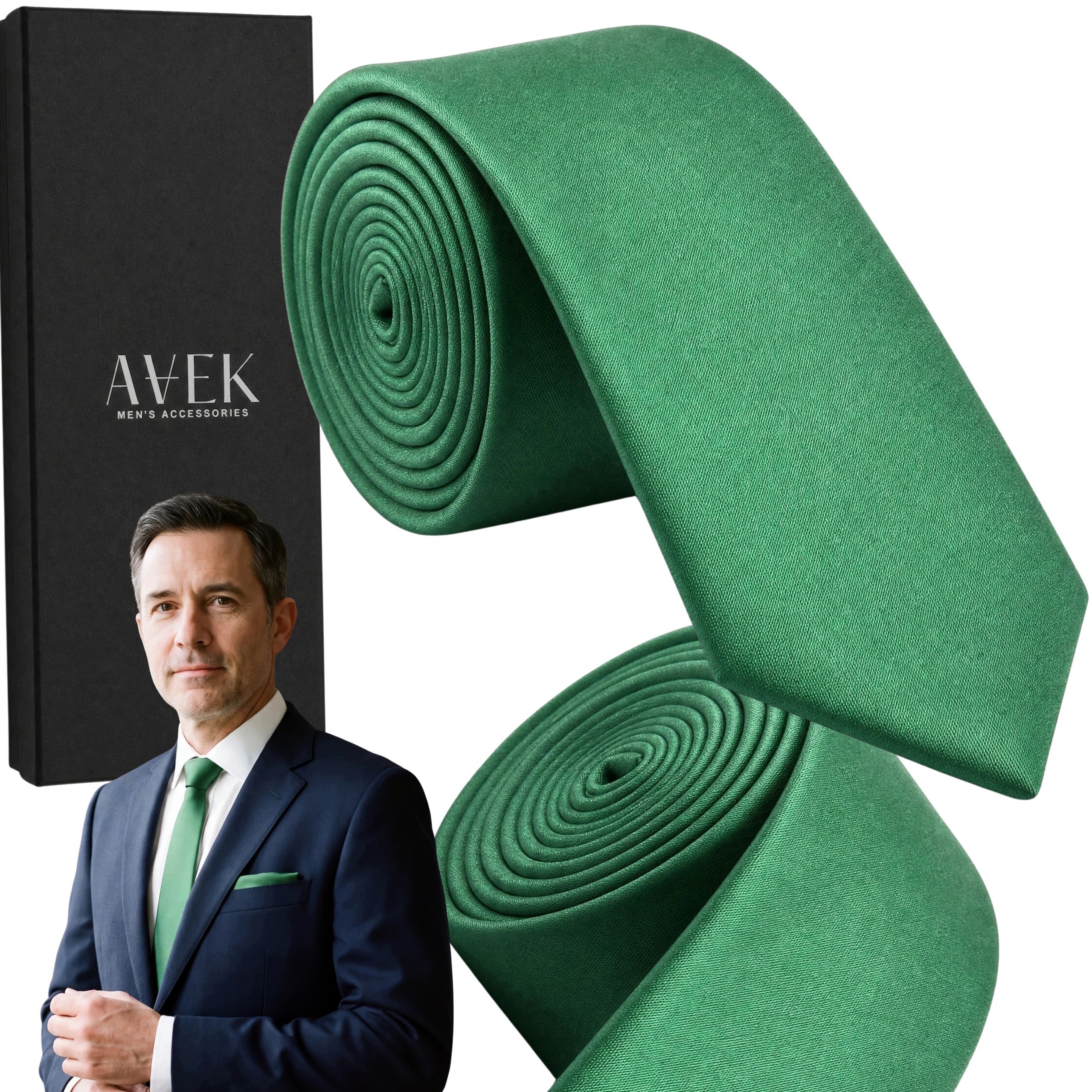 Pánská Hedvábná Kravata Hladká Zelená Úzká 6 CM K Obleku Elegantní