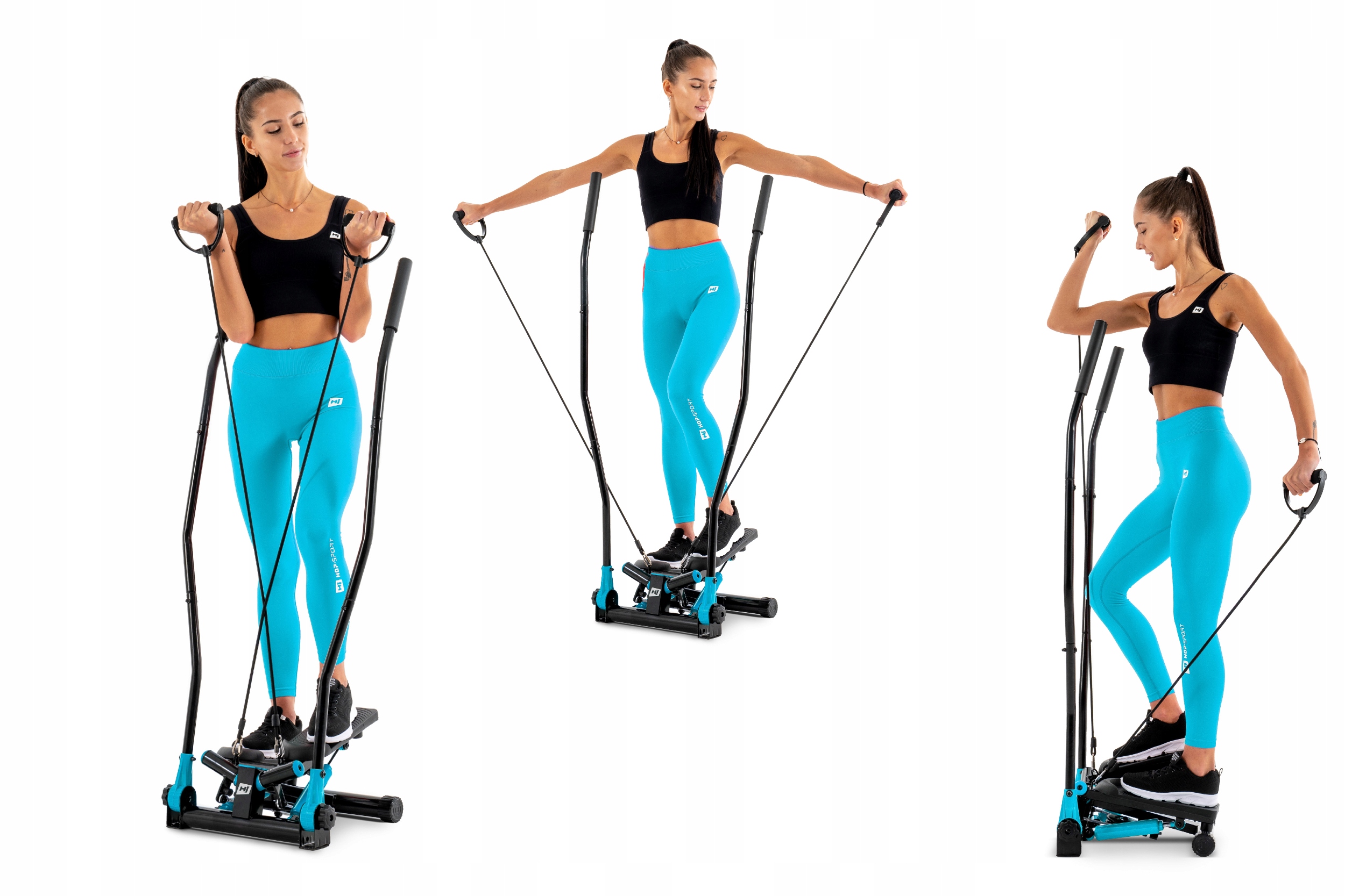 Stepper treningowy skrętny z ramionami nordic walking z linkami i regulacją Maksymalna waga użytkownika 100 kg