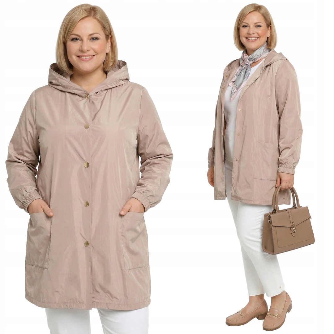 Béžový dešťový kabát plus size velikost 48