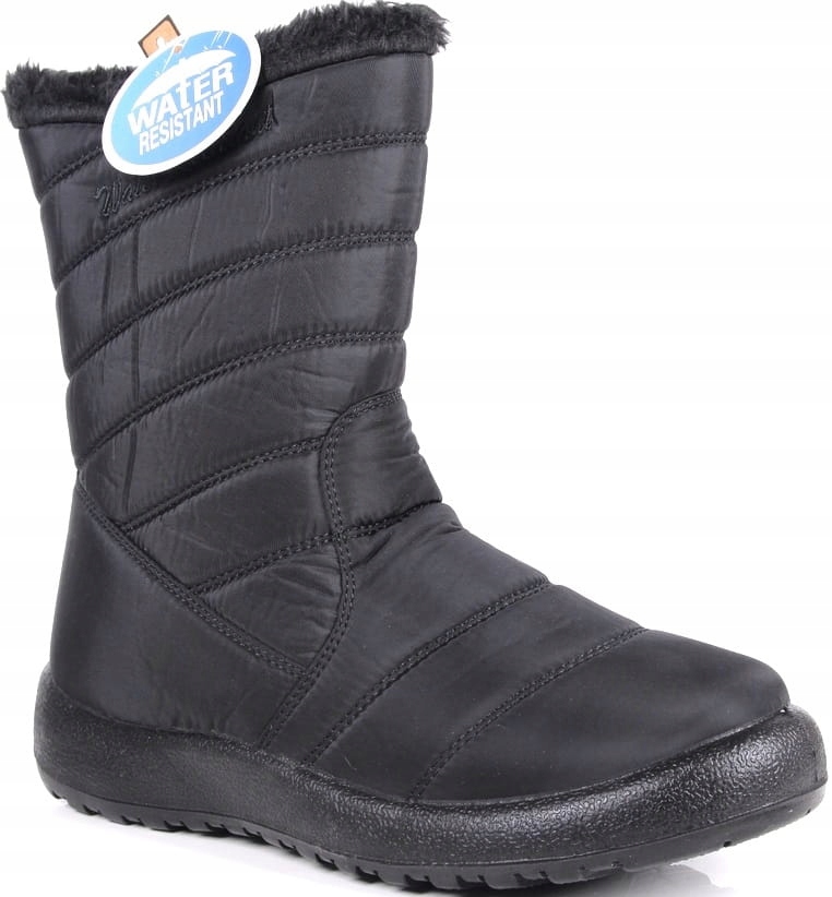 Dámské Nepromokavé Teplé Sněhule S Kožíškem, Vysoké Na Zip, Černé, Velikost 37