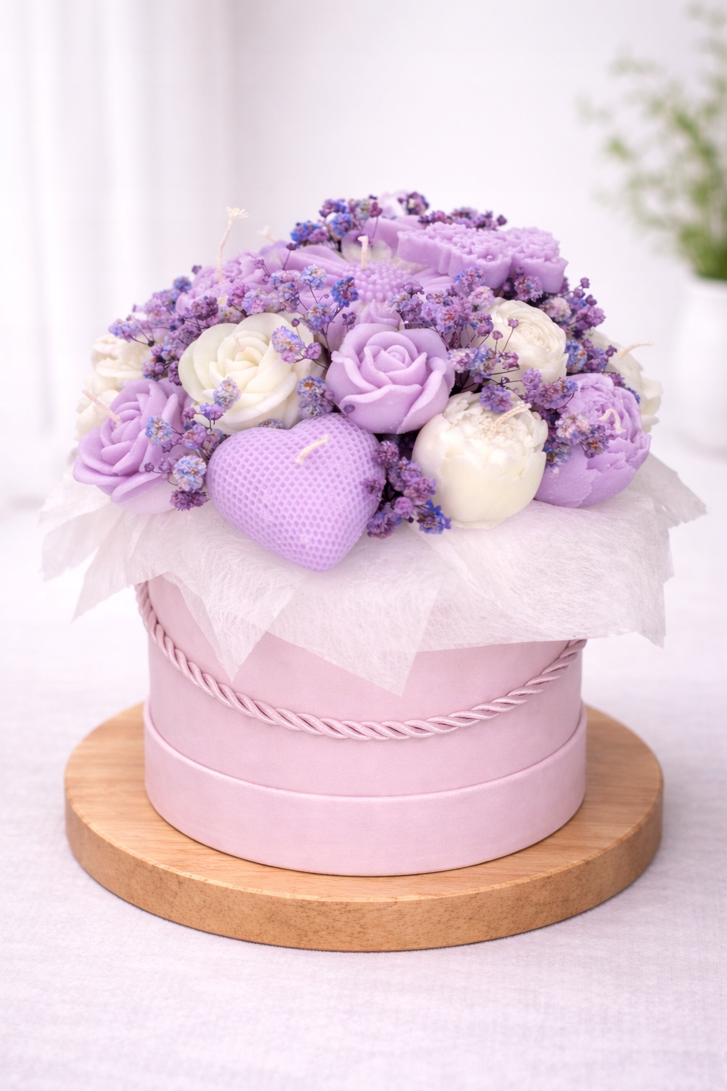 Květinový box – věčná kytice sójových svíček Dárek K Narozeninám Jmeniny