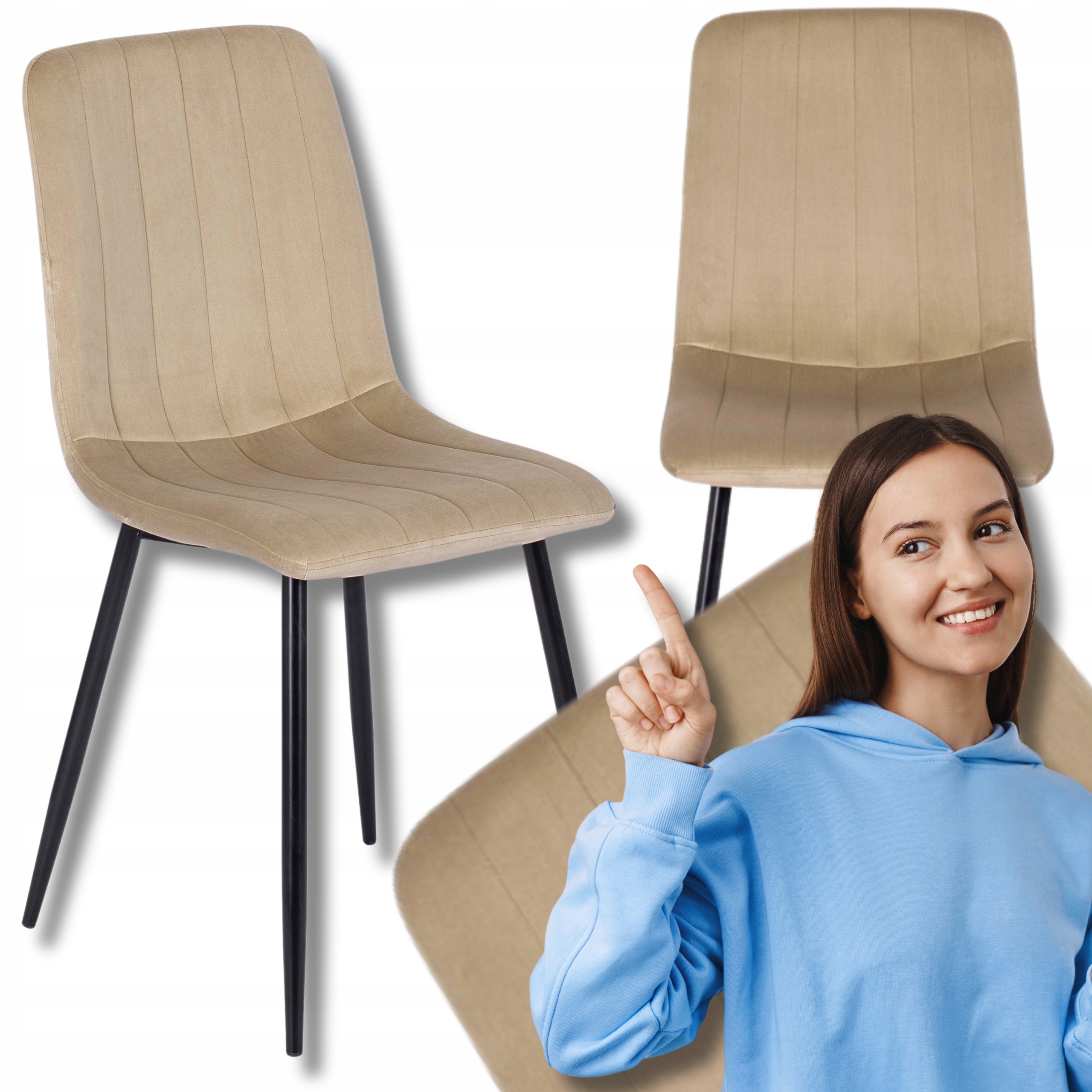 Čalouněné kuchyňské křeslo Velurové Loft do jídelny Kuchyně Ibis Béžová