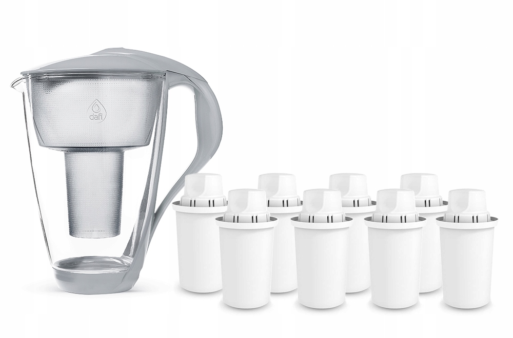 Dzbanek filtrujący szklany Dafi Crystal Led +8 filtry Classic (stalowy)