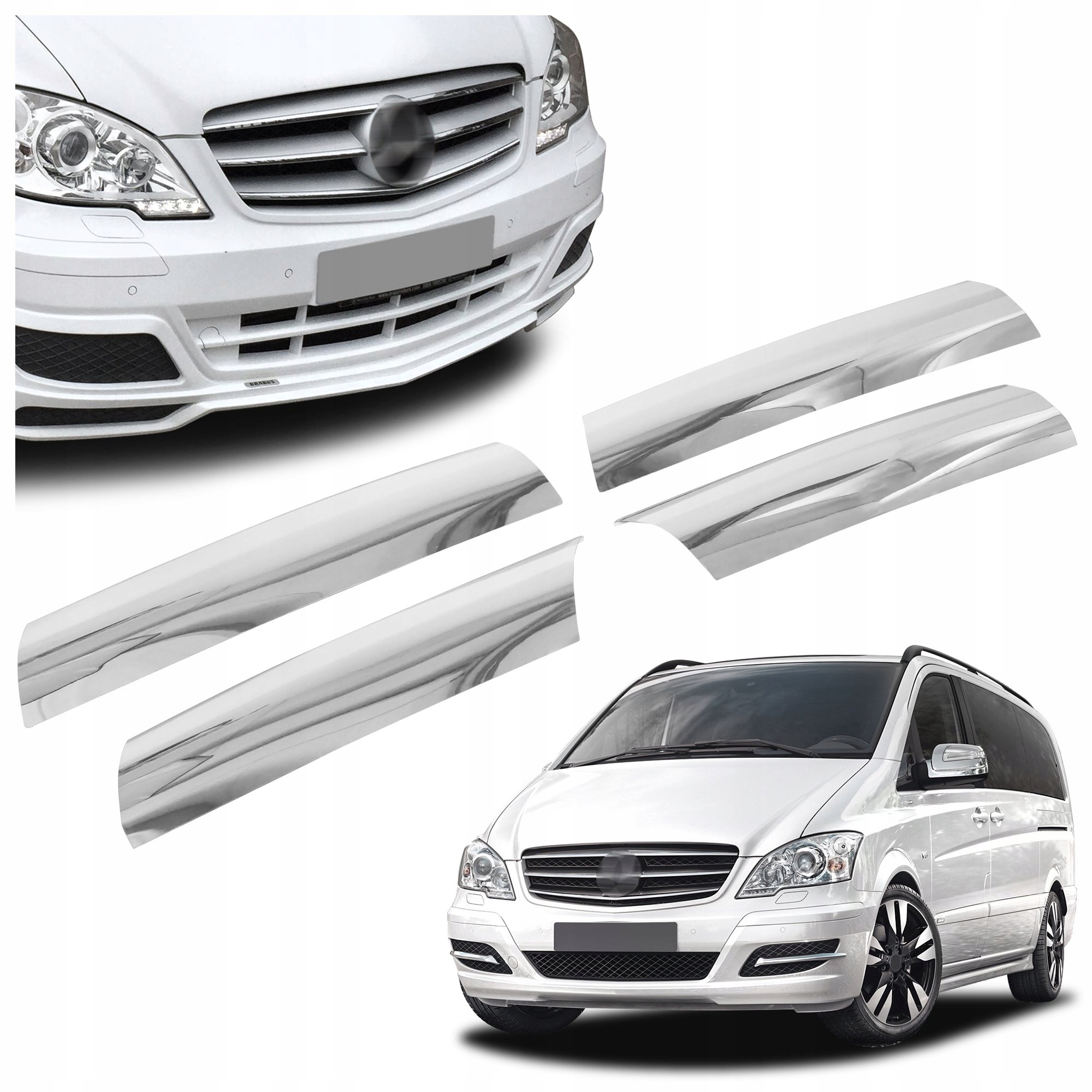 Lišty atrapy predného maskovacieho grilu pre Mercedes Viano W639 2010-2014
