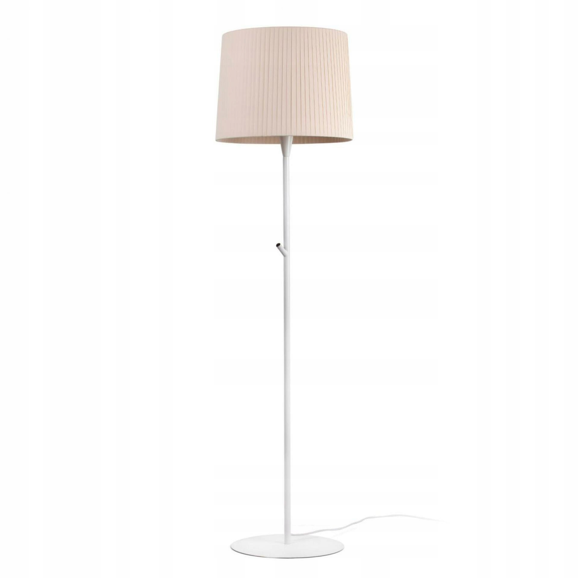 Stojacia lampa Faro Samba biela/béžová, oceľ, textil, E27, 153 cm