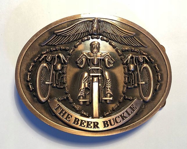Chopper motocykl Live to ride Beer Buckle klamra na puszkę kolor mosiądz