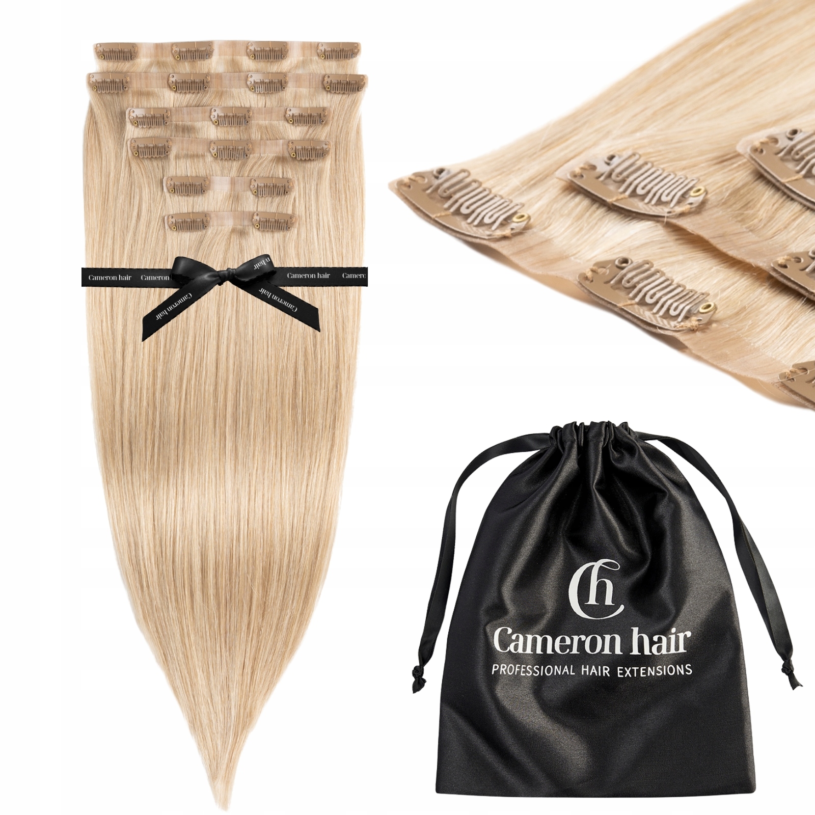 Bezšvové příchytky Clip In s přírodními lidskými vlasy 40 cm 6 pásků 80 g příchytky