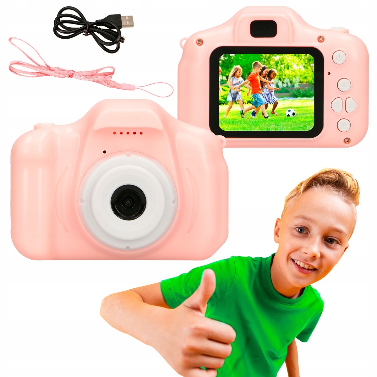 Extralink Kids Camera H20 Růžová Digitální fotoaparát 1080P 30fps, zobrazení