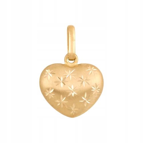 Zlatý Přívěsek 585 Srdíčko lesklé matné s lesklými hvězdičkami