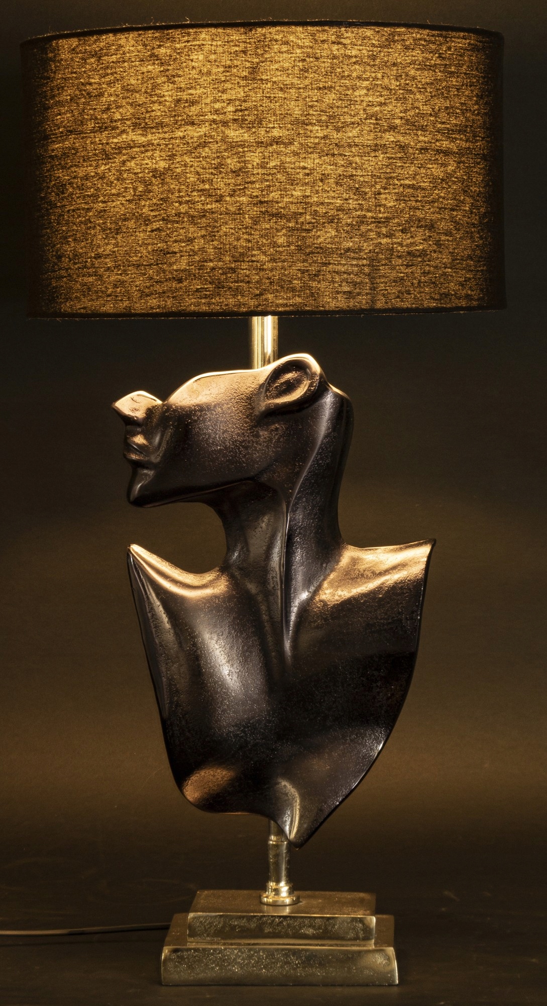 Twarz lampka nocna stołowa czarna srebrna duża Stan opakowania oryginalne