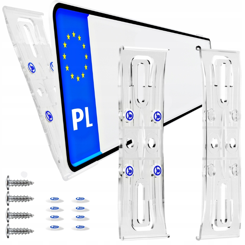 Bezramkowe mocowanie Ramka Pod Tablicę Rejestracyjną Śruby Zaślepki