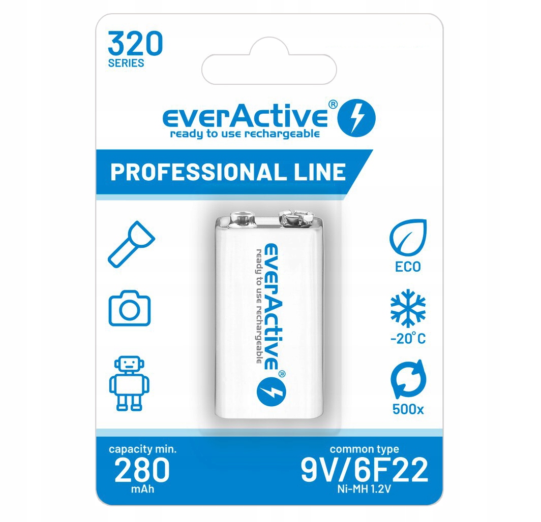 AKUMULATORKI NI-MH EVERACTIVE 9V / 6F22 320 mAh