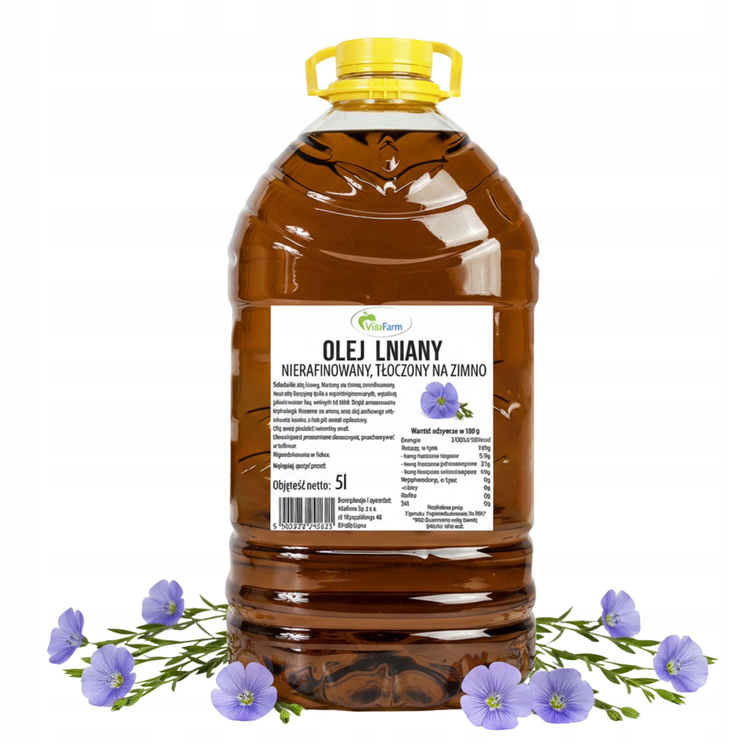 Levně Lněný olej 5L lisovaný za studena dieta Budwig omega 3 zdravý přírodní