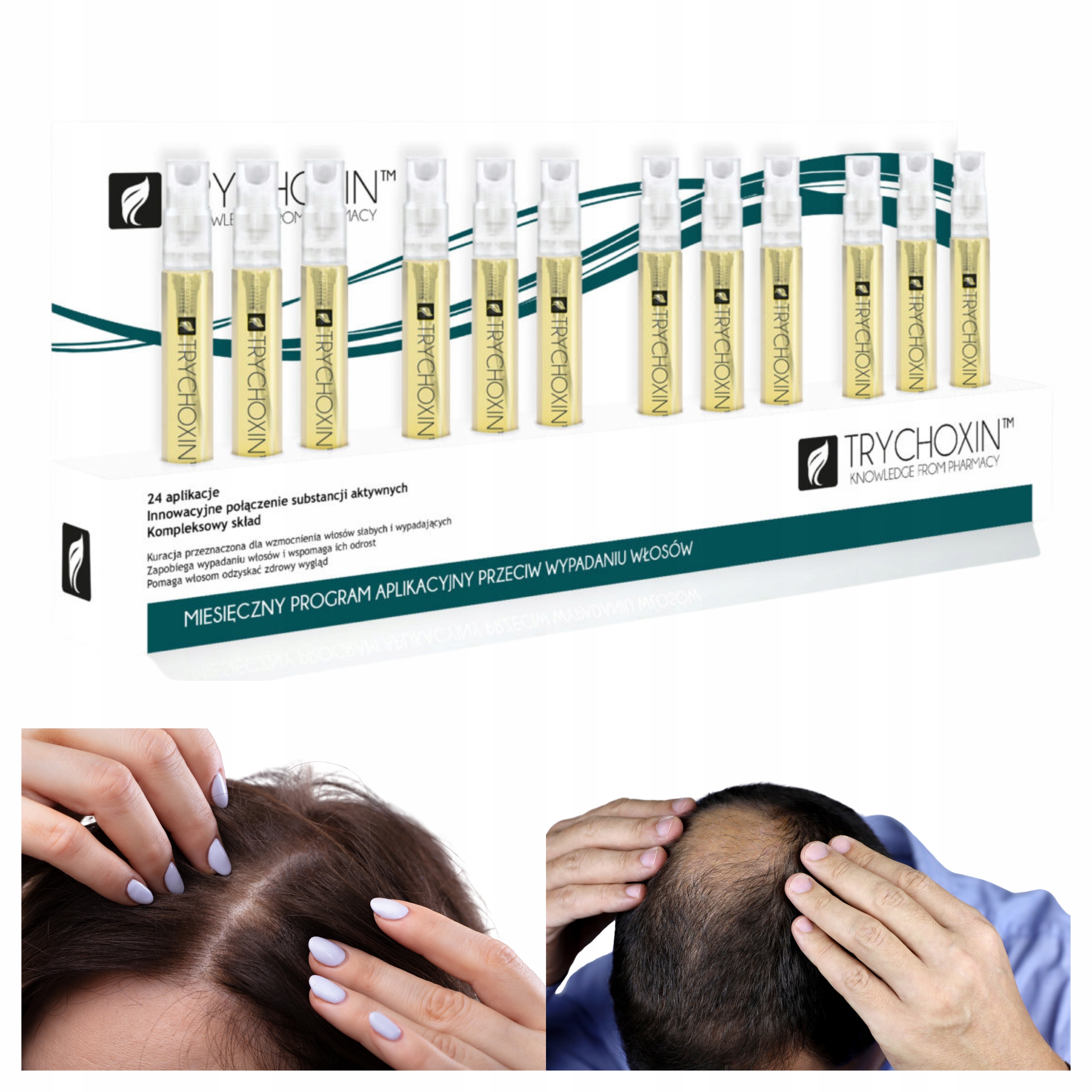 Trychoxin Kuracja Przeciw Wypadaniu Włosów 12 Ampułek Porost Włosów Łysina
