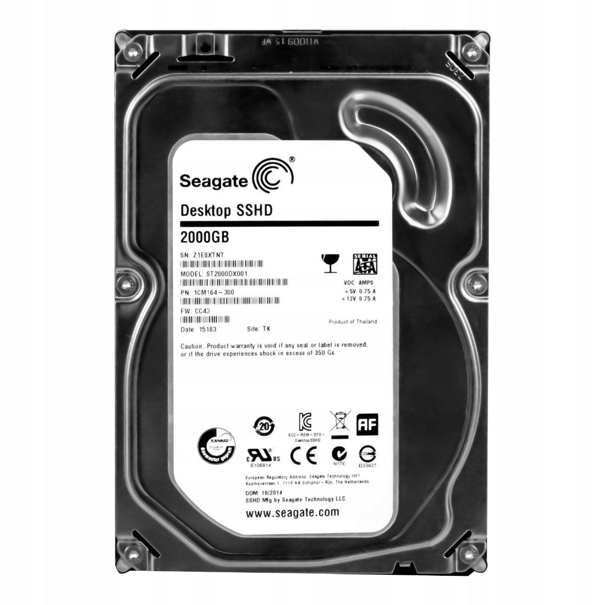 Seagate Desktop Sshd 2TB 7.2K 64MB Sata III 3.5'' ST2000DX001